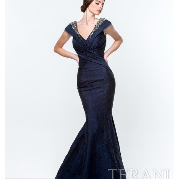Terani Couture Dresses & Skirts - Terani NWT Couture Midnight Navy Blue Maxi Ball Gown Dress Size 8